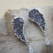 Серебряные сережки с друзами и лунным камнем от WickerRing фото