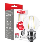 LED лампа MAXUS (филамент), G45, 4W, яргкий свет,E27 (1-LED-546)