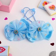 Резинка для волос 'Маленькая модница' (цена за пару) стразы, голубой (комплект из 6 шт.) фотография