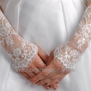 Перчатки свадебные №115, белый (короткие, пайетки)