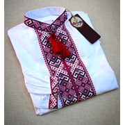 Парадная белая мужская рубашка с длинным рукавом (Б-18) фото