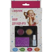 Боди-арт deVENTE Набор для грима клей. пудра 2 цв., трафарет, кисточка фото