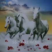 Картина стразами в 3Д Три белых коня 50х50 см фото
