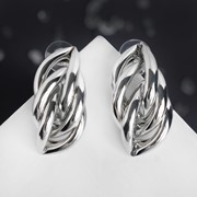 Серьги металл 'Геометрия' косичка, цвет серебро фотография