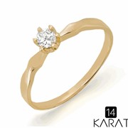 Золотое кольцо с бриллиантом 0,15 карат (Код: 13044) фото
