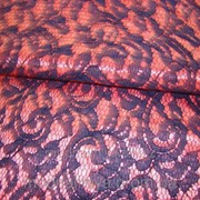 Ткань атлас - гипюр (на кораловом атласе синий гипюр) фото