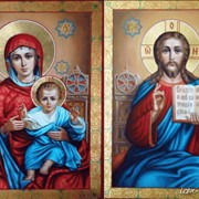 Венчальная пара Пресвятая Богородица и Иисус Вседержитель икона в византийском стиле