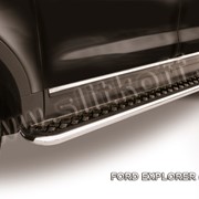 Пороги d57 с листом (чёрный квинтет) из нержавеющей стали Ford Explorer (2012) FEX012