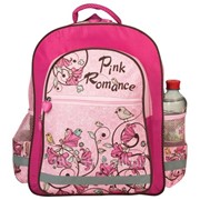 Рюкзак Пифагор для учениц начальной школы, розовый, цветы+птичка, 38х30х14 см