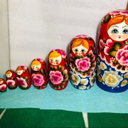 Русская матрешка 10 шт в 1 набор бордовый фото