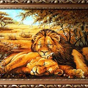 Картина “Пара львов“ (20х30 в деревянной рамке) фото