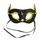 Карнавальная маска Кошка черно-золотая фотография