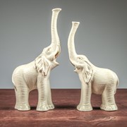 Набор статуэток “Слоны“, белый, золотистая роспись, 2 шт фото