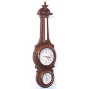 Часы настенные в деревянном корпусе с барометром и термометром, модель №8 фотография