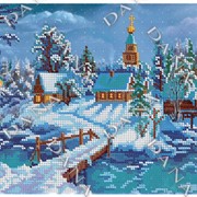 Схема для вышивки бисером Зимний пейзаж фото