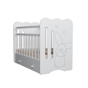 Кровать детская Sweet Rabbit маятник с ящиком (белый) ( 1200х600) фотография