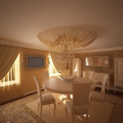 Дизайн интерьера квартиры в восточном стиле в 3D проекции фото