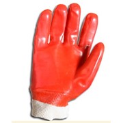 Перчатки рабочие трикотаж х/б / нитрил полная обливка красные фотография
