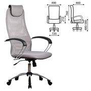 Кресло офисное МЕТТА “BK-8CH“, ткань-сетка, хром, светло-серое фотография