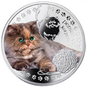 Персидская кошка - Серебряная монета в футляре фото