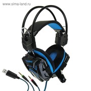 Наушники Smartbuy RUSH COBRA, игровые, микрофон, 3.5 мм + USB, 2.2 м, чёрно-синие фото