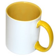 Чашка сублимационная желтая (цветная внутри и цветная ручка) фото