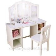 Белый деревянный туалетный столик (трельяж) для девочек “Делюкс“ (Deluxe Vanity & Chair) фото