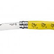 Нож Opinel серии Tradition TourDeFrance №08, клинок 8,5см, нерж.сталь, граб, желтый, рис.-велосипедист фото