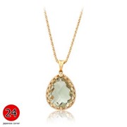 Подвески 750 проба,зеленый кварц16.36 карат,бриллинат 0.29 карат фото