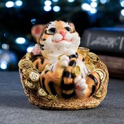 Копилка “Тигр в шляпе с монетами“ 11х10х10см фотография