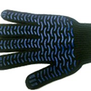 Перчатки х/б с ПВХ пяти нитка черная волна