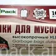 DELUXE Пакеты для мусора MIRPACK с завязками рулон 120л(70*110) 35 мкм /10 шт, черные DEL12010