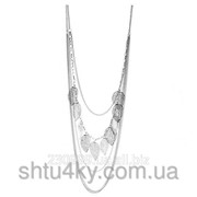 Многослойное ожерелье Цепи и листья серебряные фотография