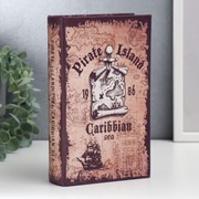 Сейф-книга дерево кожзам “Пиратский остров. Карибское море“ 21х13х5 см фотография