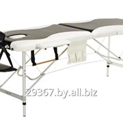 Складной 2-х секционный алюминиевый массажный стол BodyFit, черно-белый фото