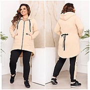 Теплый спортивный костюм женский бежевый из Турецкой трехнитки на флисе (3 цвета) НС/-19370 фото