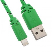 USB кабель «LP» для Apple iPhone/iPad Lightning 8-pin в оплетке (зеленый/коробка) фото
