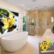 Виниловые наклейки в ванную премиум Орхидея фото