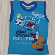 Майка для мальчика голубая Syper soccer от 1 до 4 лет