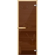 Дверь для сауны, Бронза / серое / прозрачное 8мм, 7х20, коробка - липа срощенная, ручка прямоугольная, петля