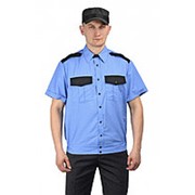 Рубашка мужская “Охрана“ кор. рукав на резинке, голубая с черным. Размер 44 Рост 182 фотография