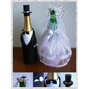 Украшение свадебных бутылок фото