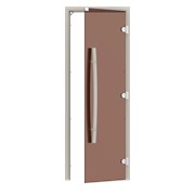 Комплект двери с "бронзовым" стеклом SAWO 741-3SGA-R-1 (осина, без порога, правая, изогнутая ручка)