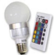 Лампа светодиодная E27-G60-5W (RGB) фотография