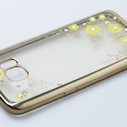 Чехол силиконовый Chrome border Flowers для Samsung Galaxy S7 SM-G930F Gold/Yellow фотография