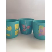 Цветочный горшок Осень Художественная дорисовка на Бирюзе L 2 л фото