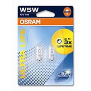 Лампа OSRAM W5W стеклянный цоколь Ultra Life 12V 2шт 2825ULT-02B фото