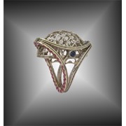 Кольцо “Хамелеон“, золото 585 пробы с драгоценными камнями фото