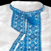 Вышиванка украинская белая, синий орнамент мужская 99, продажа, доставка фото