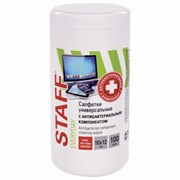 Салфетки АНТИБАКТЕРИАЛЬНЫЕ универсальные, STAFF, 10x12 см, 100 шт., 513478 фото